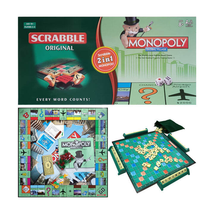 2in1 Scrabble Monopoly Classic Family Board Game 10 Years Of Age And 2in1-scrabble-monopoly-classic-family-board-game-10-years-of-age-and