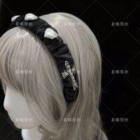 Original y2k handmade hairband pleated skull cross love dark gothic punk subculture hair accessories