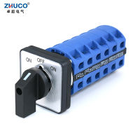 ZHUCO SZW26LW26-25 6เฟส3ตำแหน่ง24ขั้ว660V 25A 48X48มม. แผง ON-OFF-ON Mount Rotary Select Cam Changeover Switch