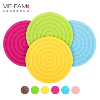 ME.FAM 6 Pieces 10cm Round Ripples Silicone Mats Non Slip Cups Pads Heat Resistance Coasters For Cafe Kitchen Restaurant Office
