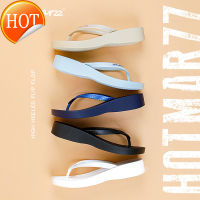 Hotmarzz สีดำรองเท้าแตะลายเฮอร์ริงโบนผู้หญิงรองเท้าแตะส้นสูงรองเท้าชายหาดริมทะเลและเรียบง่ายพื้นรองเท้าหนา