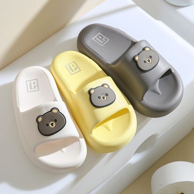 Cute cartoon bear filial children thick bottom trample shit feeling slippers male bath in the summer of indoor household lovers female sandals