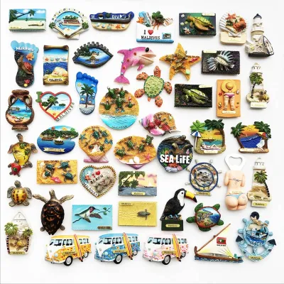Maldives Creative Resin Magnet Fridge Sticker Sea View Turtle Beach Travel Memorial Decoration Craft Gift