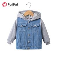 PatPat Toddler Boy Trendy Denim Splice Hooded Jacket