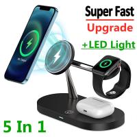Strong Magnetic Wireless Charger For iPhone 13 12 Pro Max for Apple Watch 7 6 Airpods Phone Holder 3 in 1  Fast Charging Station Car Chargers