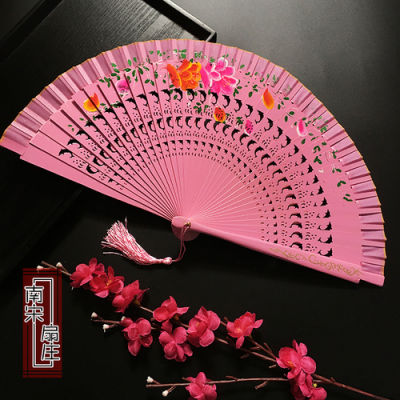 Jazz Dance 7-Inch 24cm Double-Sided Womens Folding Fan Paint Womens Spanish Dancing Wooden Fan Hand Painted