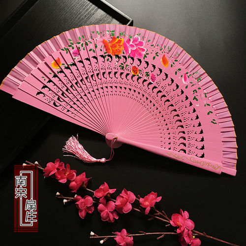 jazz-dance-7-inch-24cm-double-sided-womens-folding-fan-paint-womens-spanish-dancing-wooden-fan-hand-painted