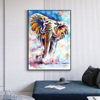 NewAbstract ช้างที่มีสีสันภาพวาดผ้าใบบน Wall Art โปสเตอร์และพิมพ์ Nordic Art ภาพสัตว์สำหรับ Home Room Decor