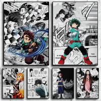 ✉♟☃ คลาสสิก Anime Demon Slayer โปสเตอร์ Tanjirou My Hero Academia Nordic พิมพ์ Wall art Aesthetic Kids Room โปสเตอร์ภาพวาดผ้าใบ