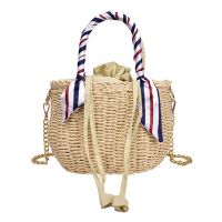 Round straw messenger bag ladies vintage handmade handbag circle rattan bag boehmian beach bag straw bag