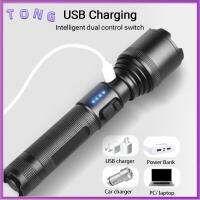 TONG ไฟฉาย USB เครื่องชาร์ทไฟสารพัดประโยชน์ขนาดเล็กที่มีประสิทธิภาพโคมไฟตั้งแคมป์สวิตช์คู่ไฟฉายไฟฉายแบบซูมไฟแอลอีดีสว่างมาก