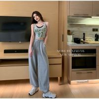 Korean wide leg Pants for Women Bloomers Loose Trousers Elastic Harem Pants