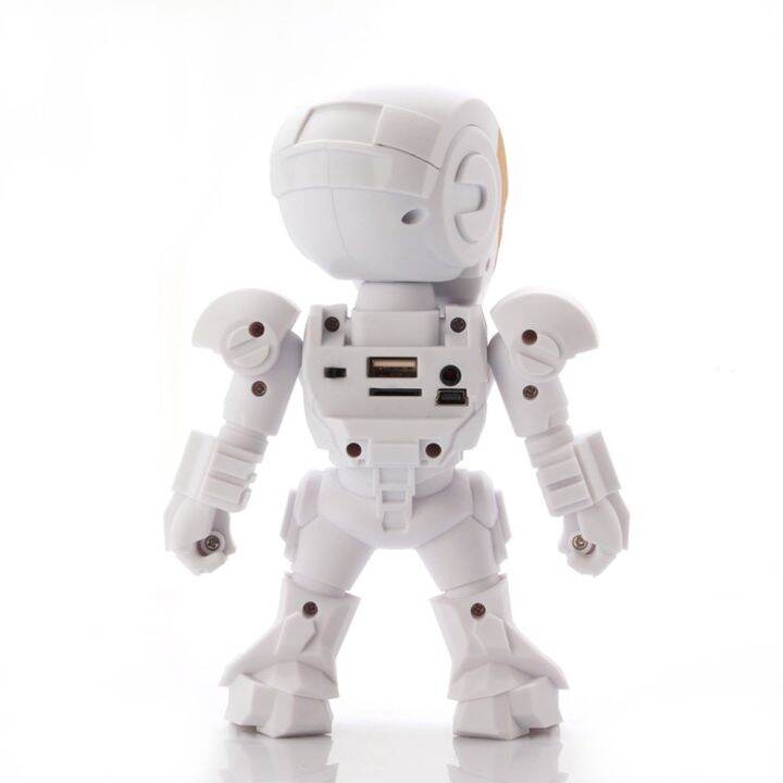 iron-manลำโพงบลูทูธพร้อมไฟแฟลชled-light-deformed-arm-figure-robot-portable-miniซับวูฟเฟอร์ไร้สายtf-fmการ์ดusb