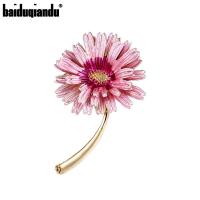 Baiduqiandu Enamel Pink Purple Daisy Flower Brooch Pins for Women Clothes Jewelry