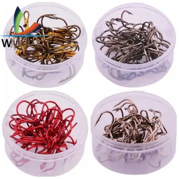 Round 20pcs/lot Pesca Fishing Hooks High Carbon Steel Treble Hook Red Hooks