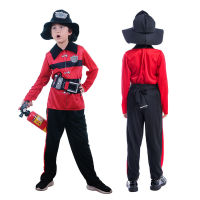 Fireman Captain Job Uniform Outfits Fire Hero Firefighter Sam Cosplay Halloween Costumes Kid Fancy Dress Carnival Clothes 4PCS
