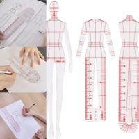 Fashion Drawing Template Ruler Set Women Sewing Humanoid Pattern Design Clothing Measurement French Curve Ruler Sewing Tool Rulers  Stencils