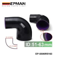 EPMAN - 2 -2.5 51mm-63mm 4-Ply Silicone 90 Degree Elbow Reducer Hose BLACK For VW EP-SS90R5163