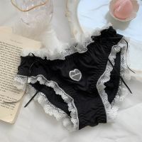 Blue Lolita Love Lace Girl Underwear Summer Thin Section Cool Cotton Briefs New Solid Color Langerie Loli Briefs