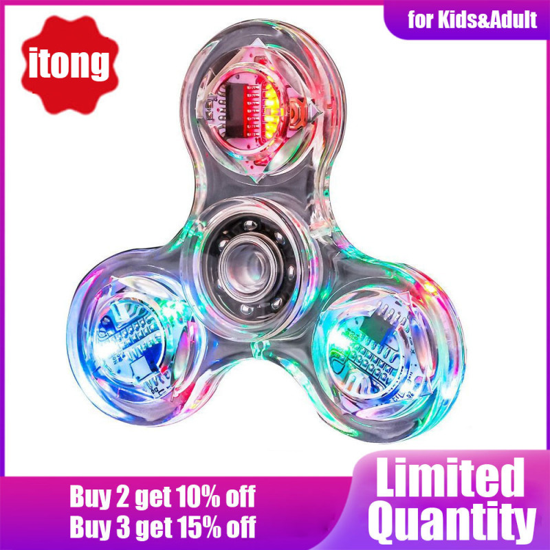 Budget Spinner Glow Dalam Gelap Main Anti Tekanan Led Tri Spinner Ausme Bercahaya Spinners Kinetik Gyroscope untuk Kanak Kanak