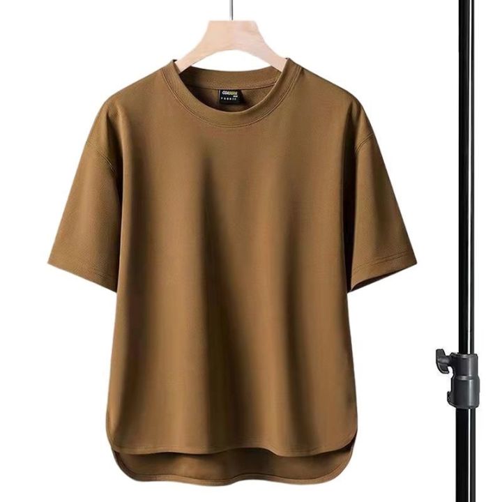 heavyweight-short-sleeved-t-shirt-spring-and-summer-simple-casual-pullover-mens-half-sleeved-t-large-size-tops-solid-round-neck-all-match-men