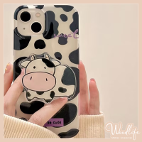 เคสลายเสือดาวการ์ตูนสำหรับ Realme C35 C20 C25 C15 C21Y C25Y C21 C11 C20A C12 C31 C25s 5 5i 5วินาที8i C3 6i 8 8pro Narzo 20 30A 50แถบนมที่ไม่สม่ำเสมอกับฝาปิดมีที่ยึดวัวน่ารัก