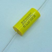 Capacitor ยี่ห้อBENNIC หางหนู สีเหลือง ค่า 3.3uF 250V.