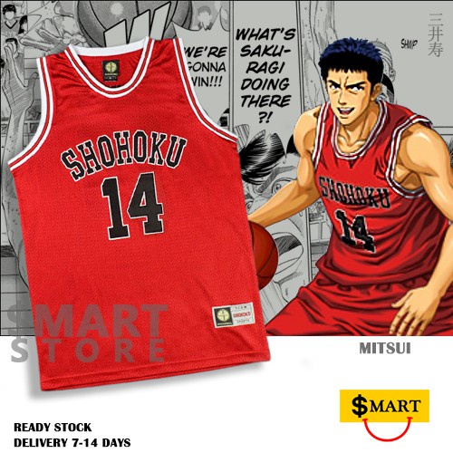 SLAM DUNK Costume Shohoku Basketball #10 #11 #14 Rukawa Sakuragi Red Jerseys 
