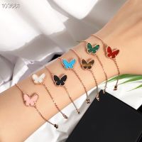 S925 Sterling Silver Rose Gold Ladies Butterfly Bracelet, Fashionable High-end Luxury Brand Jewelry, Gift For Girl