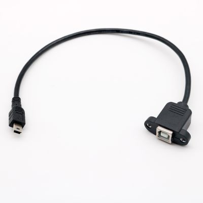 Mini Usb 5 Pin Konektor Male untuk USB 2.0 B Perempuan Jack Soket Printer Mount Panel Ekstensi Adaptor Kabel 30 Cm 1ft