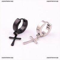 [Popular] 1 Pc2 Pcs Charming Man Cross Earrings Titanium Steel Ear Clip 4*9cm [FS]