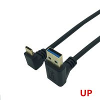 ✐✻ Gold Plated 90 degree UP Down Angle USB 3.0 Male to USB3.1 Type-C Male Down /Up Angle USB Data Sync amp; Charge Cable Connector