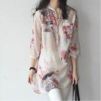 COD DSFERTRETRE S Q Women Plus Size Blouse Vintage Floral Long Sleeve Baju Loose Shirt Tops Fashion