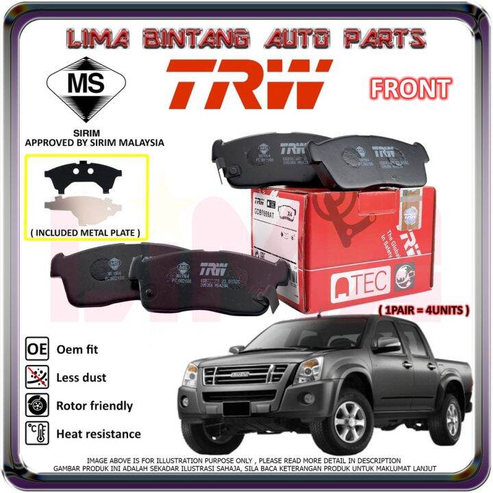 Isuzu DMax Dmax RA RC Front Brake Pads , Disc Brake Pad TRW (20052012