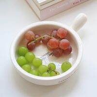 [COD] Iwai Chengki Korean ins simple white one-person food plate with handle fruit cereal bowl fitness breakfast