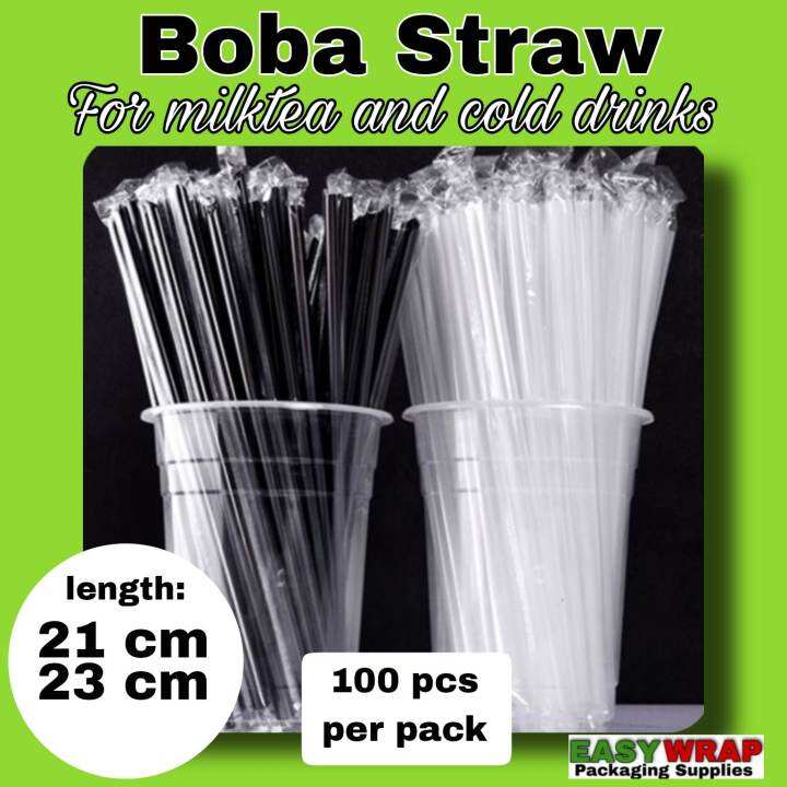 Boba Straw / Milk Tea Sago Straw [Black/Clear] Individually Packed By ...