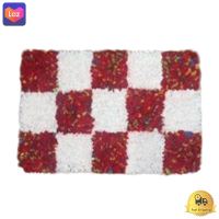 OTOP พรมเช็ดเท้า SQUARE สินค้าชุมชนของเรา รุ่น บ้านสบสาย ขนาด 35 x 45 ซม. สีขาว - แดง  *** *** *** (( สินค้าคุณภาพ มีบริการเก็บเงินปลายทาง )) *** *** ***