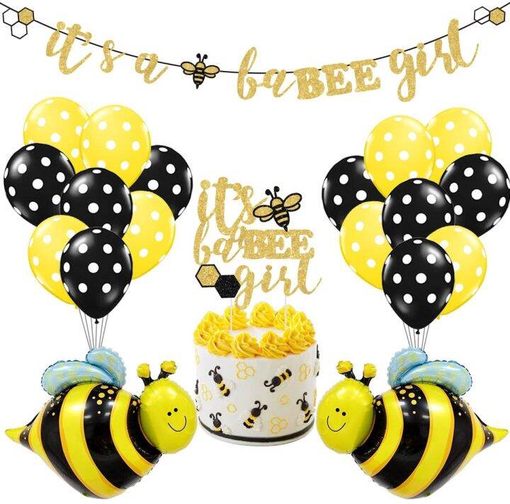 JOYMEMO Bumble Bee Baby Shower Decorations for Girl, It’s A Babee Girl ...