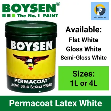 Boysen Permacoat White Latex Arcylic Paint - Flat / Semi-gloss / Gloss - 1L  / 4L / 16L