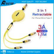 Rovtop 3 in 1 retractable USB 2A cable fast charger for Samsung Xiaomi