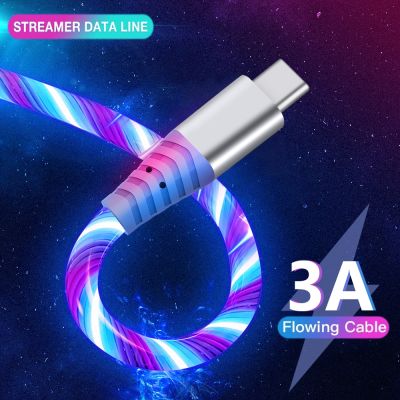 ไฟ LED สายชาร์จโทรศัพท์มือถือเคเบิลเรืองแสง,ไมโคร USB ชนิด C 3A ชาร์จเร็วสำหรับ Samsung Xiaomi สายชาร์จ iPhone