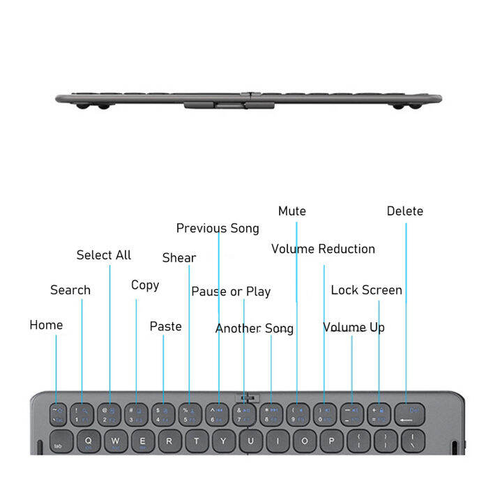 คีย์บอร์ดพับได้ความเข้ากันได้กว้างคีย์บอร์ดไร้สายพับเก็บได้90มิลลิแอมป์แบตเตอรี่ในตัว-abs-สำหรับพีซี