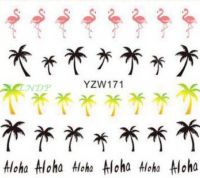 【CW】 for nail art decoration slider flamingo coconut palm tree adhesive design decal manicure lacquer accessoires foil