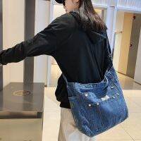 Korean Version Versatile Vintage Denim Female Bag Medieval Japanese Large-Capacity Shoulder Wear-Resistant Com 【AUG】