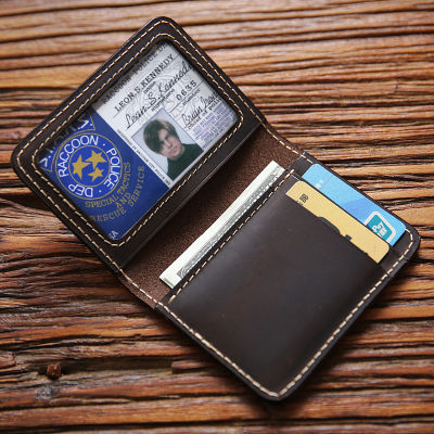 R Etro บ้าม้าหนังกรณีบัตรบุรุษชั้นแรก Cowhide ผู้ถือบัตรเครดิตกระเป๋าสตางค์แฮนด์เมดสั้นบางเฉียบบางเฉียบไดรเวอร์ใบอนุญาต ID ปก