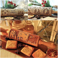 Nativity Engraved Rolling Pin Non-Stick Wooden Embossed Dough Roller Rolling Pins for Cookies Pies Clay Kitchen Tool PAK5