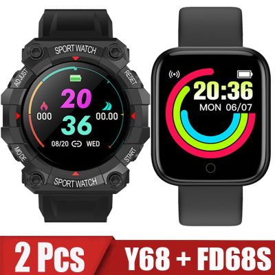 （A Decent035）2ชิ้น Y68 FD68SWatch ผู้ชาย Dollpedometer D20 Smartwatch ForIos Xiaomi
