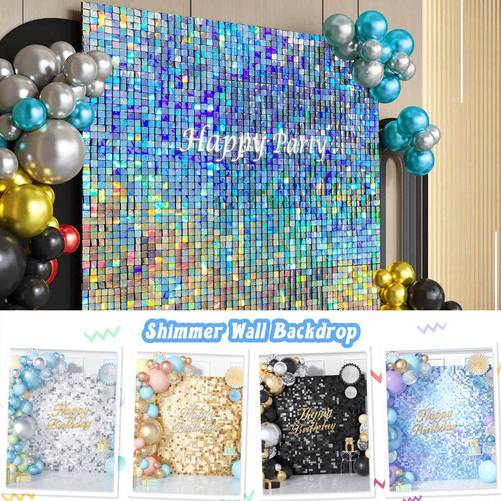 Birthday Party Sequin Backdrop Glitter Shimmer Square Sequin Panel Wall