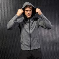 Running Jacket for Men Long Sleeve Shirt Hoodie Track Top Full Zip Sports Fitness Workout Gym Active Jacket 9002