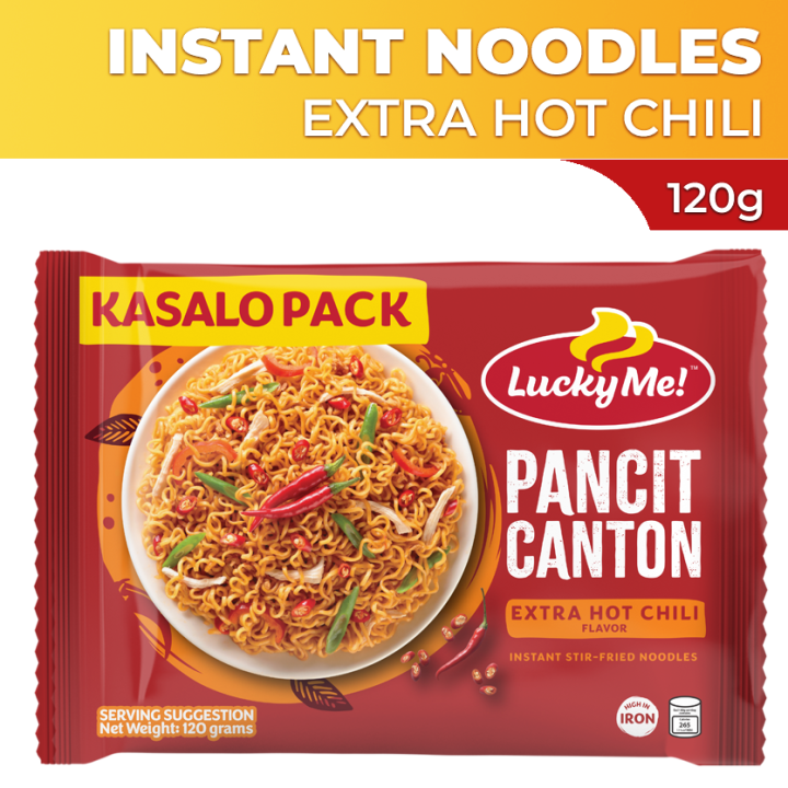 Lucky Me Pancit Canton Instant Noodles Extra Hot Chili Kasalo Pack